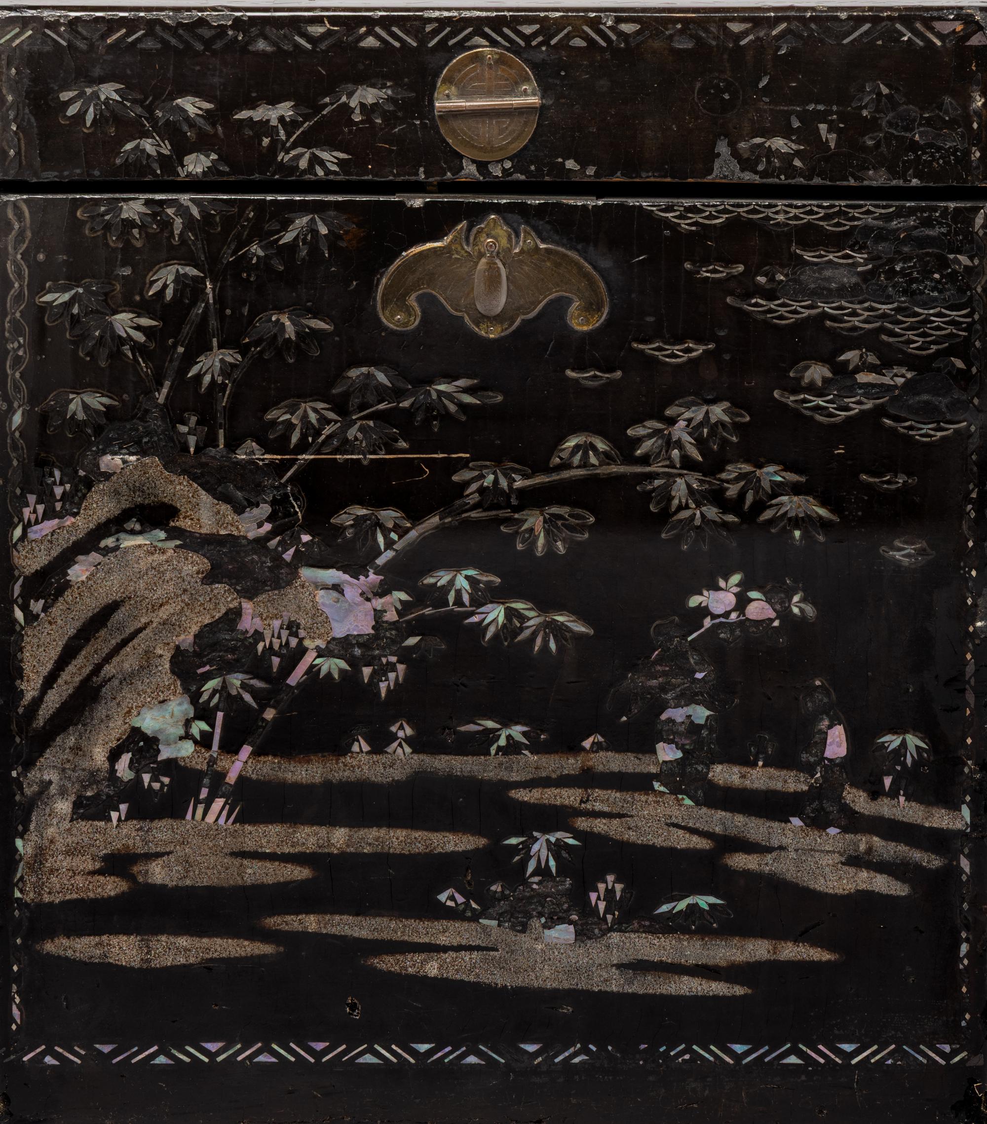 Two Korean Black Lacquer and Abalone-Inlaid Boxes