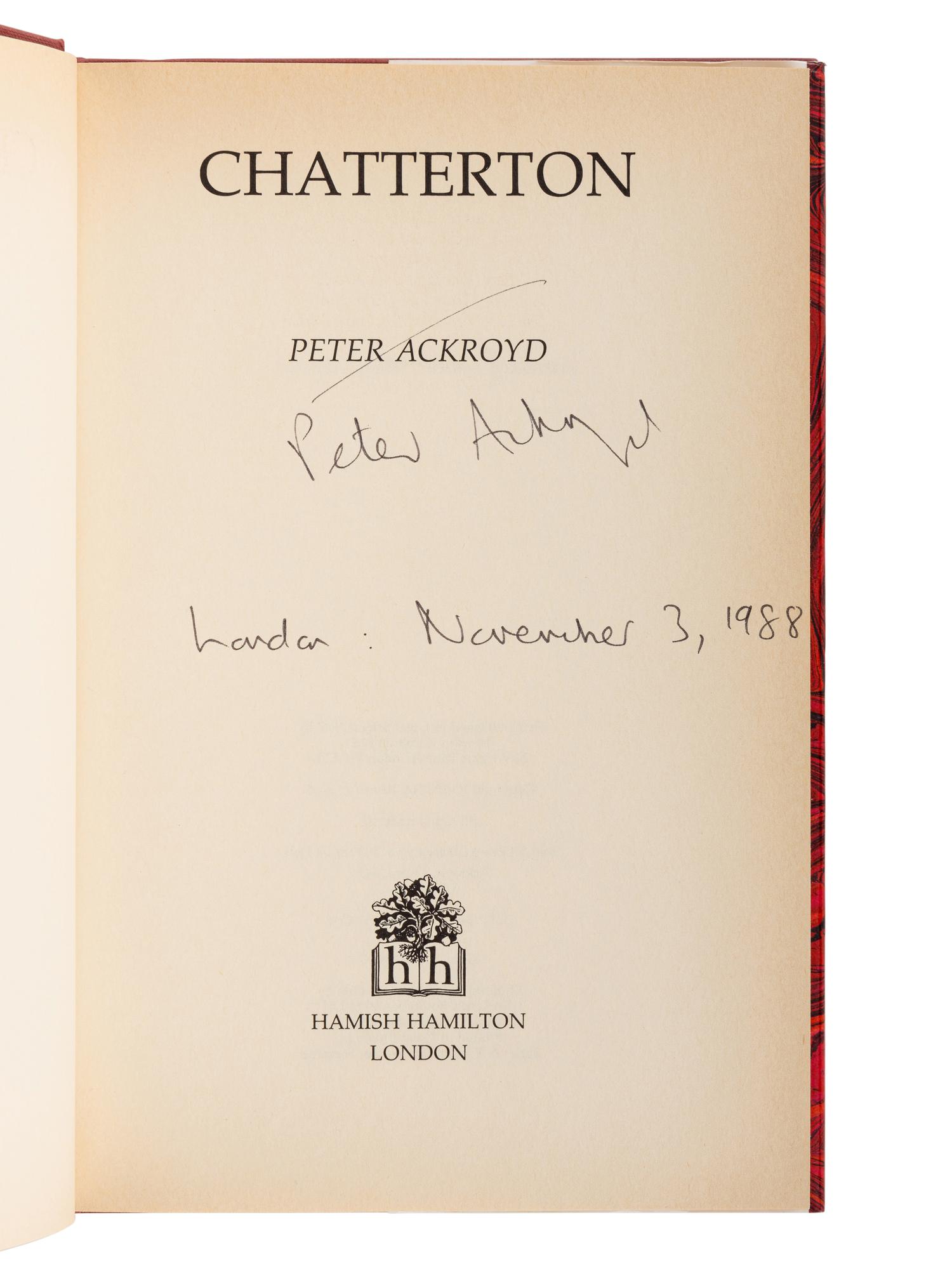 ACKROYD, Peter (b. 1949). A group of 5 works by Ackroyd, MOST SIGNED, comprising: