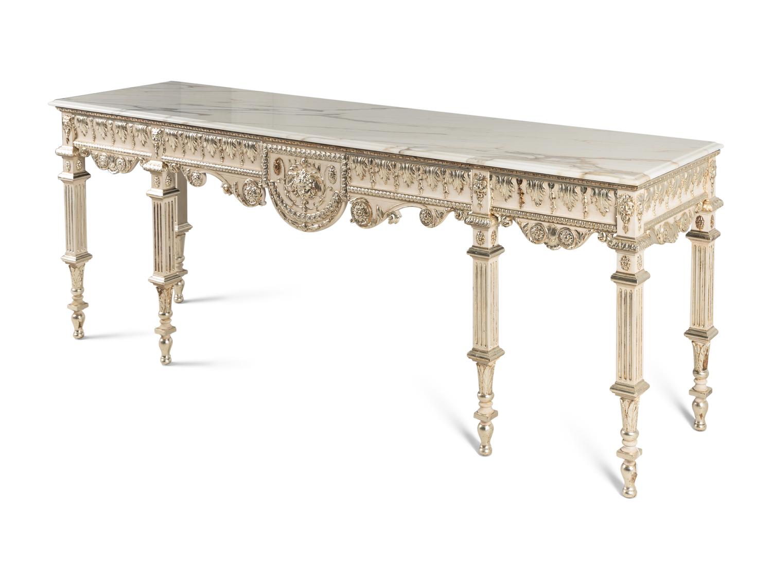 A George III Style Painted and Silvered Console Table