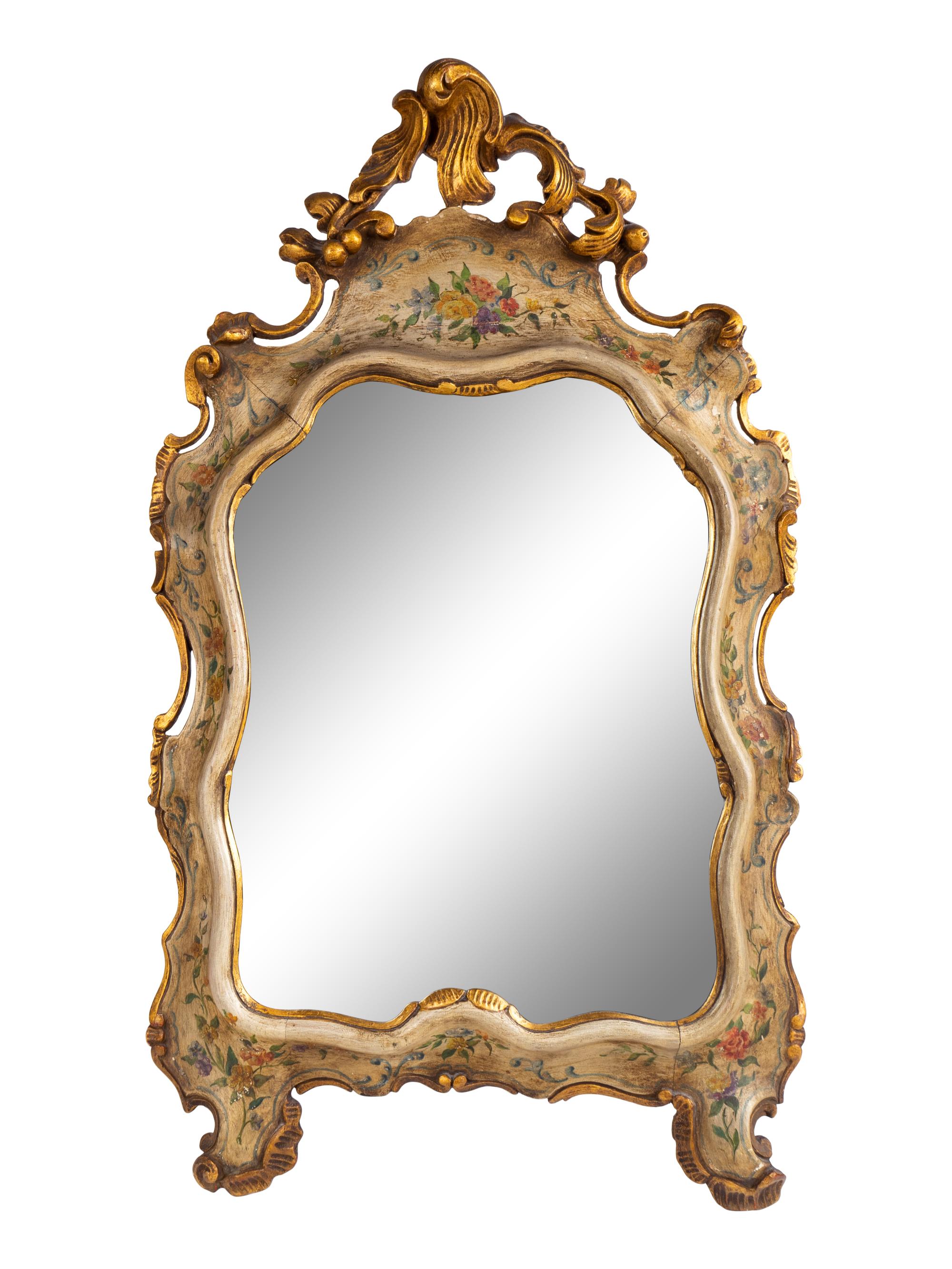 A Venetian Rococo Style Parcel-Gilt and Painted Easel Mirror — 19TH CENTURY