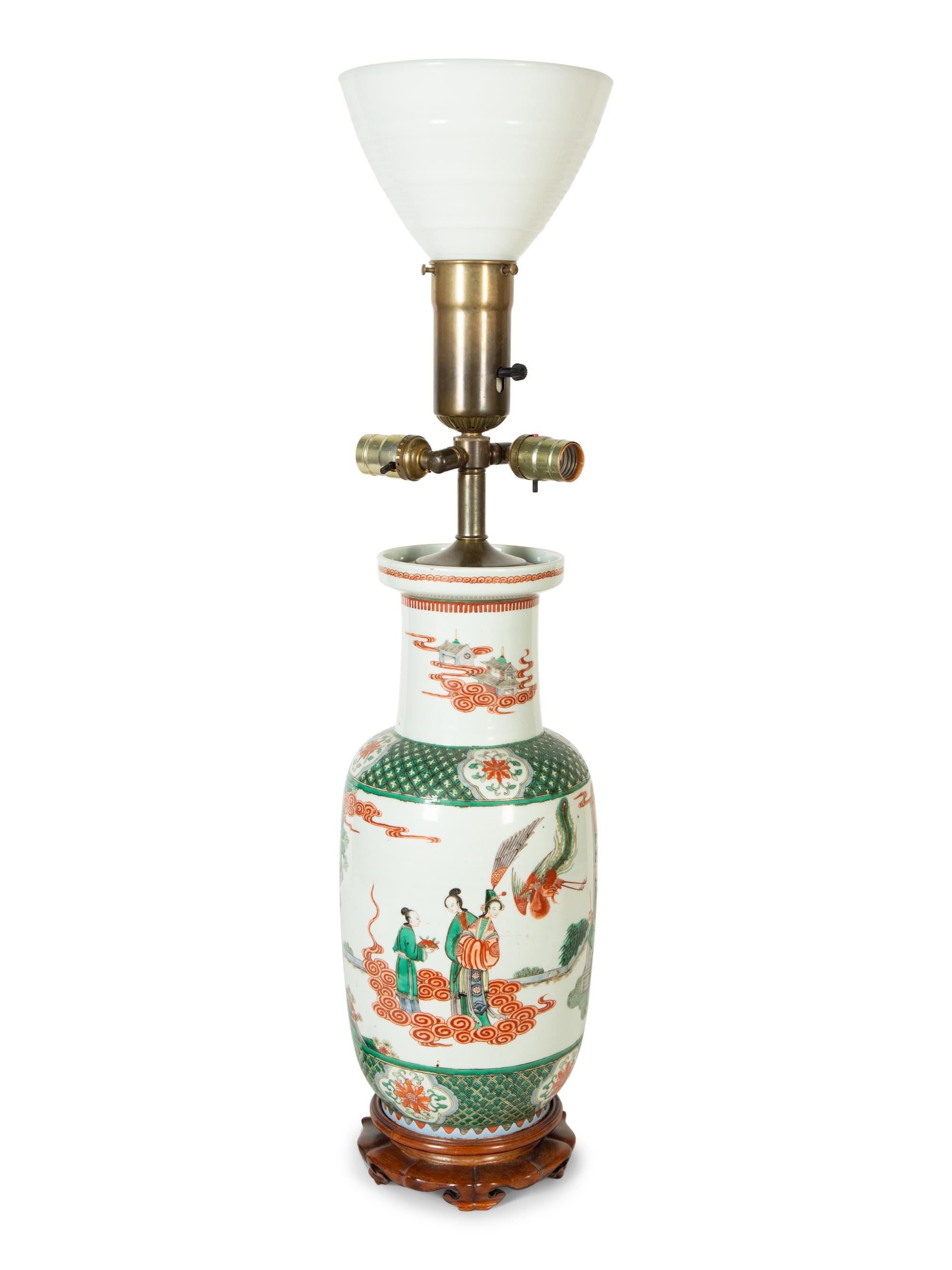 A Chinese Export Porcelain Vase Mounted as a Lamp
