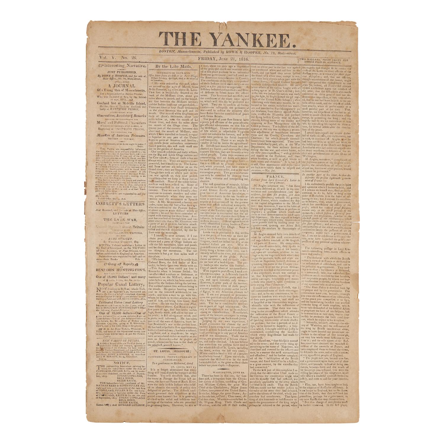 [Boone, Daniel] Group of 3 Items Related to Daniel Boone