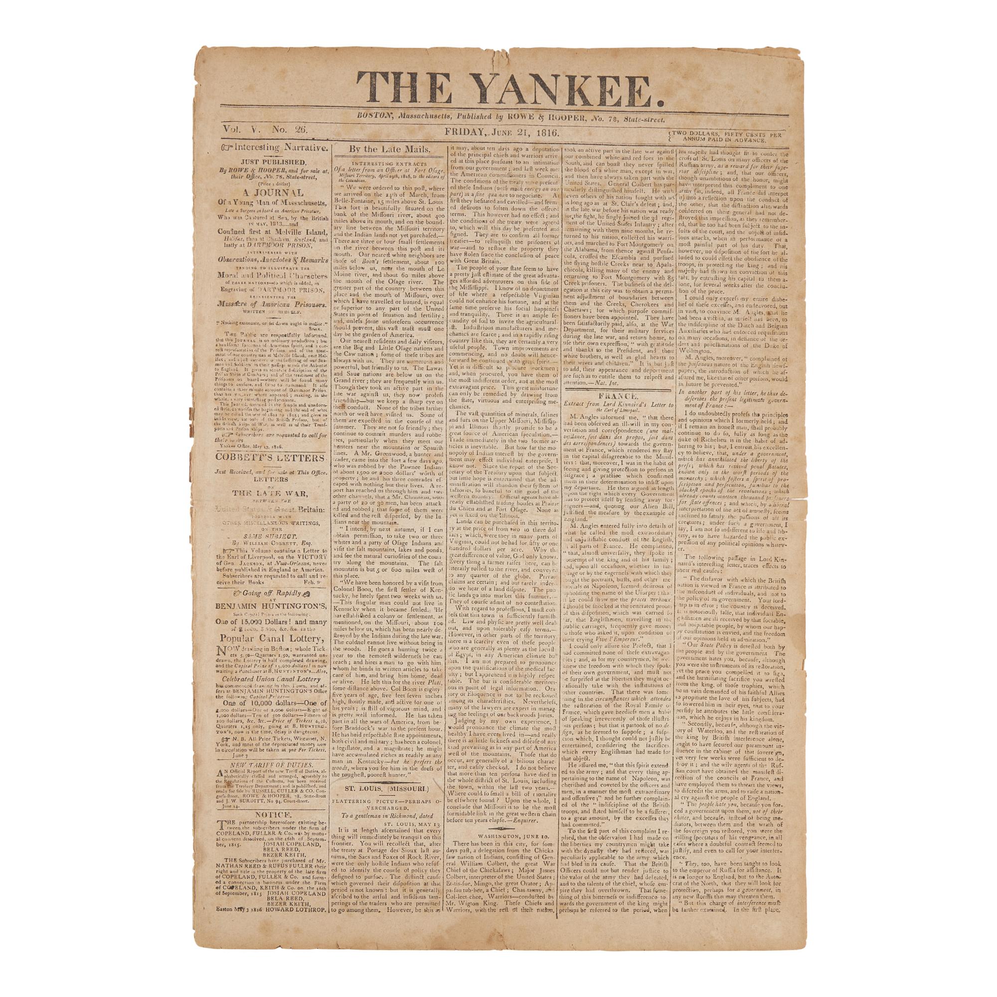 [Boone, Daniel] Group of 3 Items Related to Daniel Boone