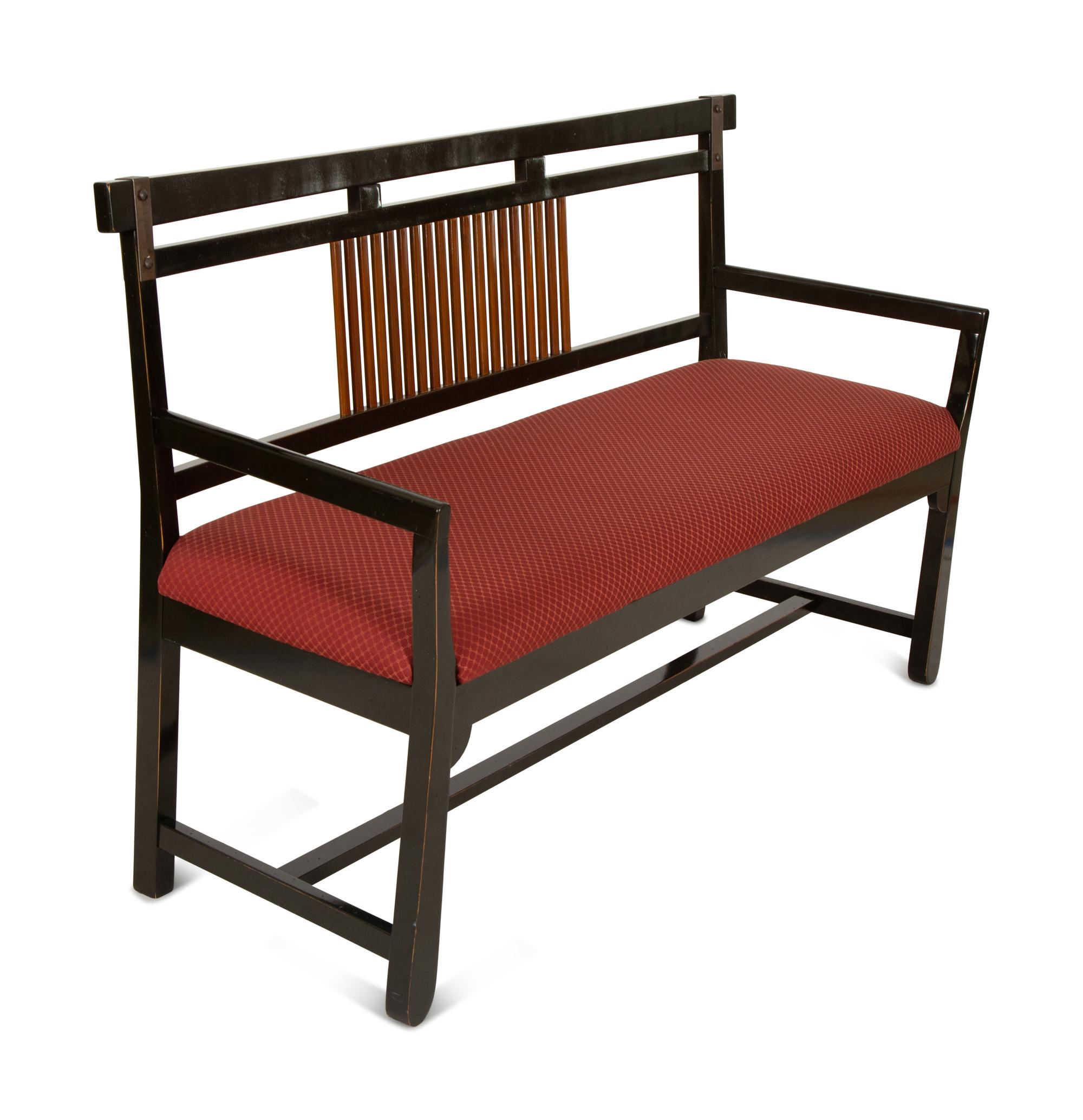 A Modern Asian Style Ebonized Wood Settee