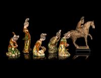 Six Chinese Tang-Style Pottery Figures