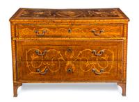An Italian Marquetry Commode Height 34 3/4 x width 49 x depth 22 1/2 inches. — 18TH CENTURY
