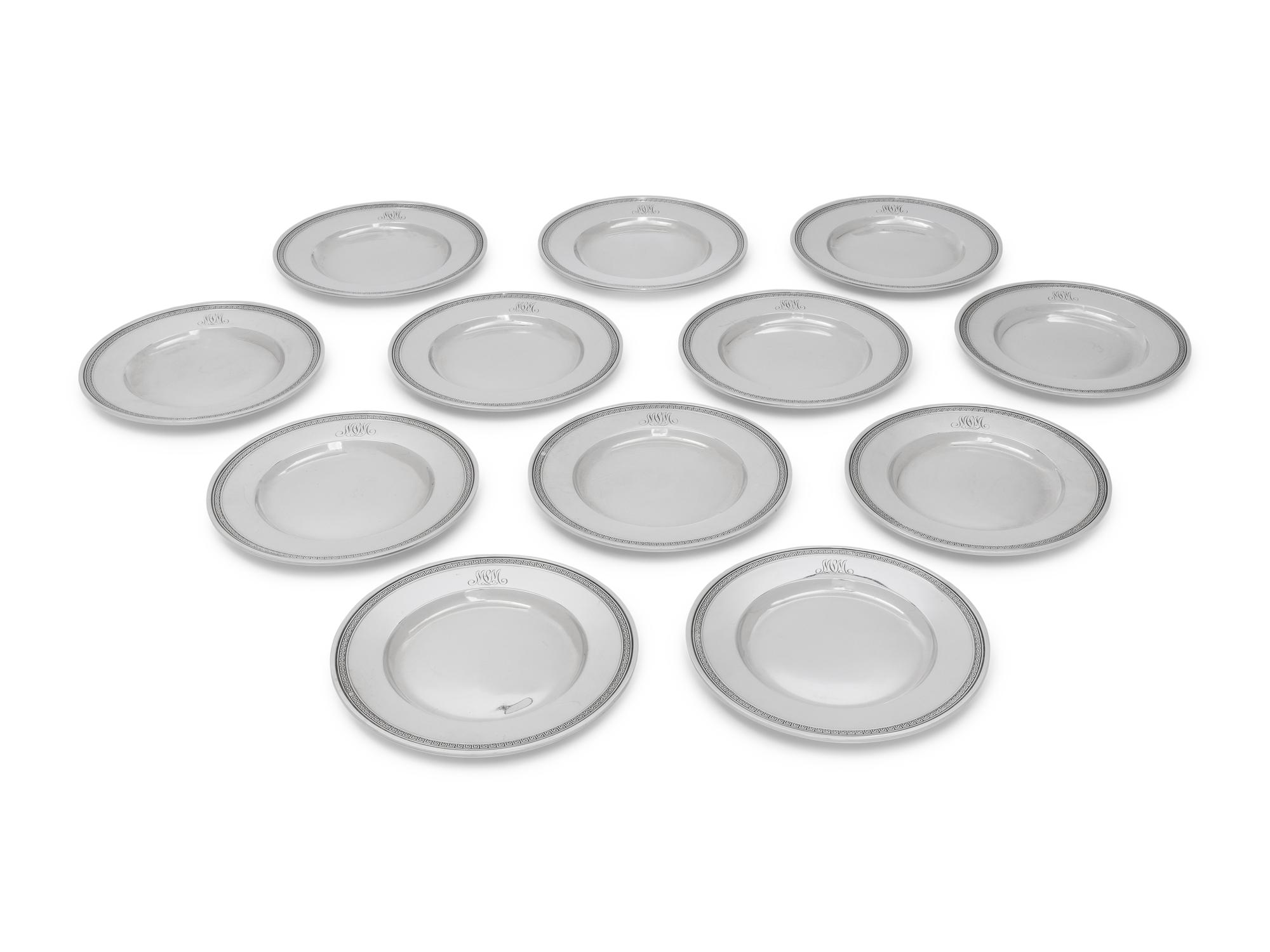 A Set of Twelve American Silver Bread Plates