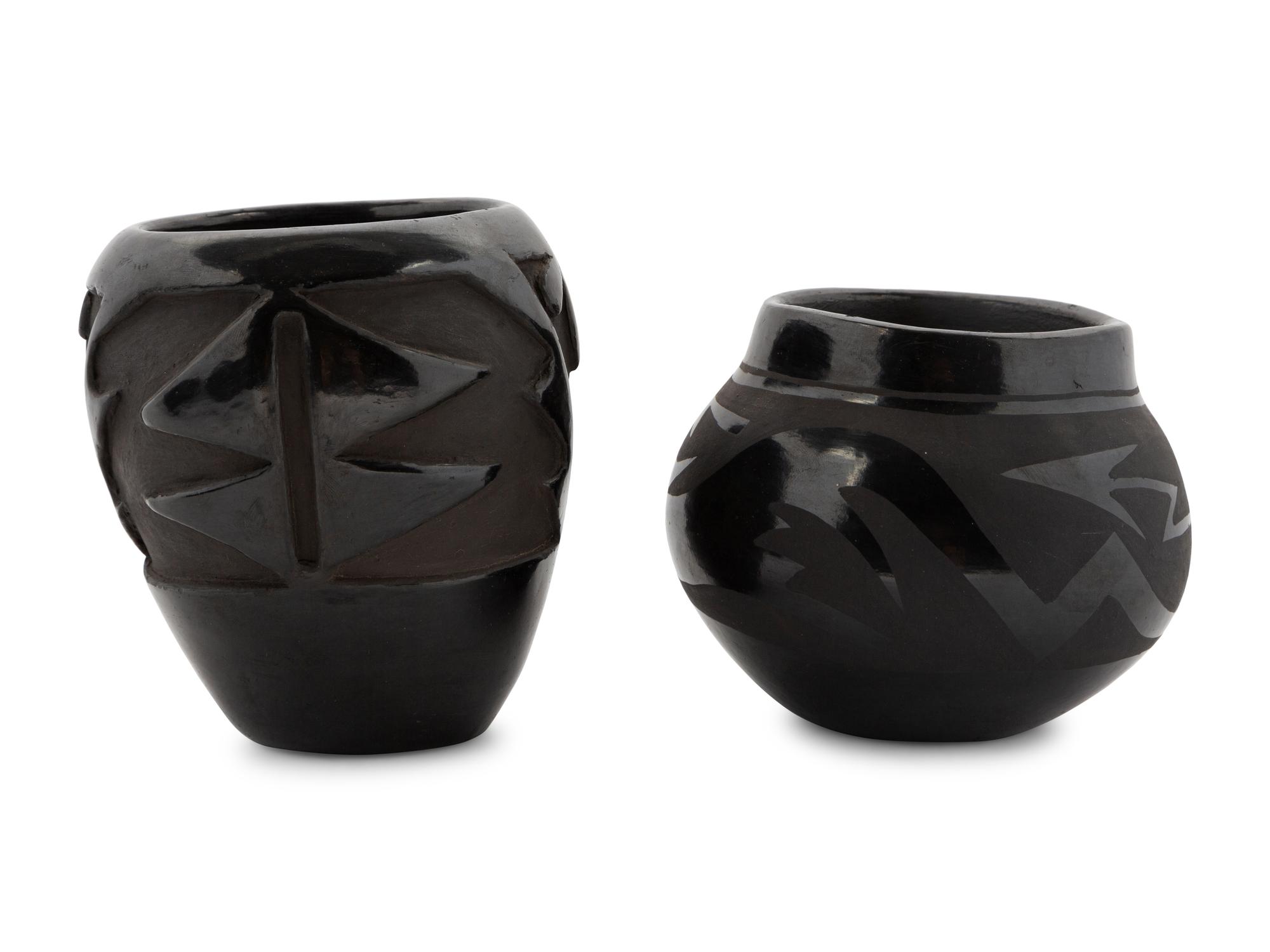 A Group of Blackware Pottery Vases