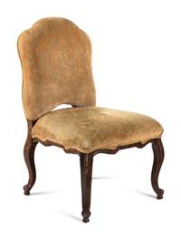 A Set of Six Louis XV Style Walnut Side Chairs