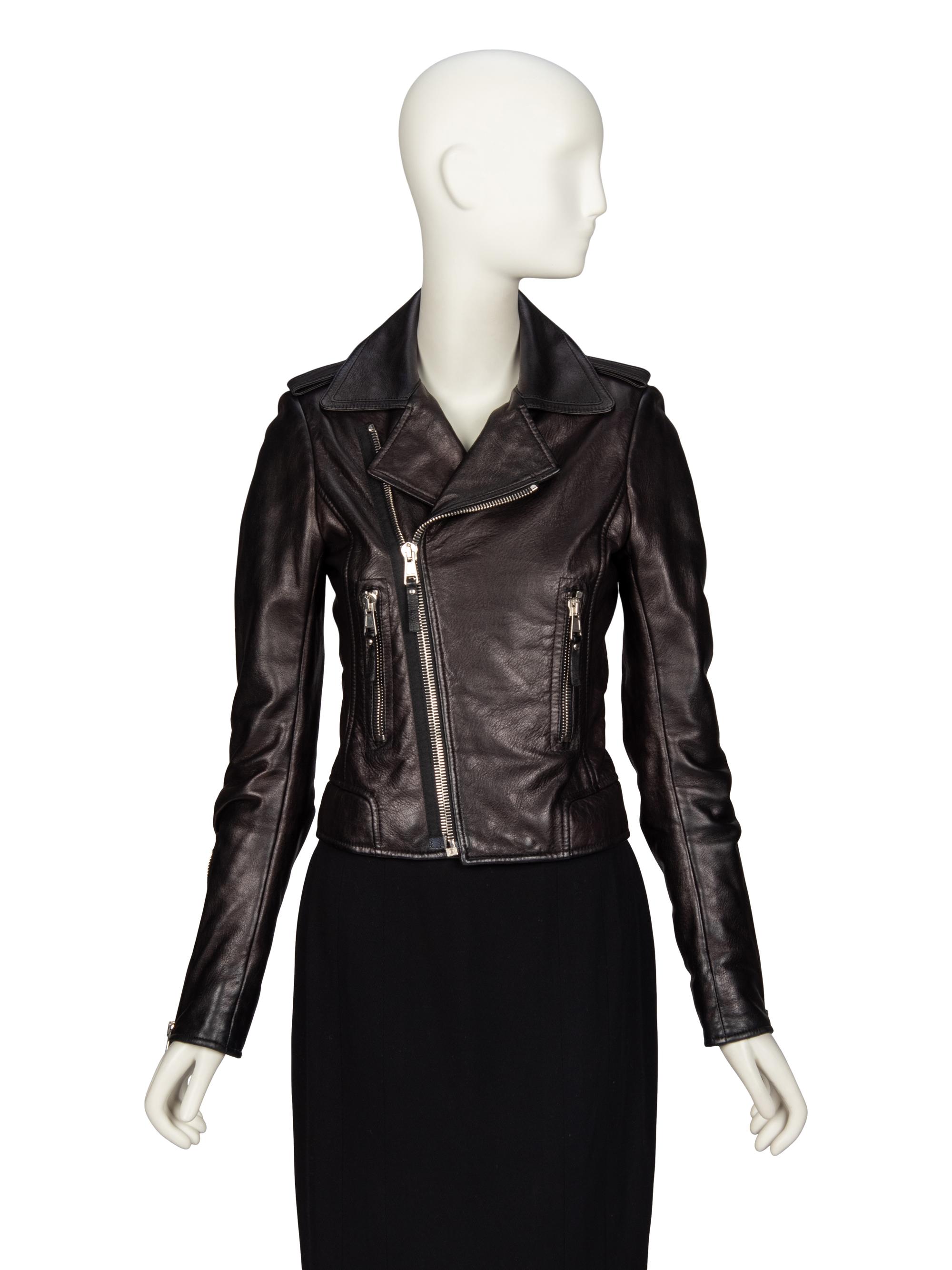 BALENCIAGA, BLACK LEATHER MOTO JACKET