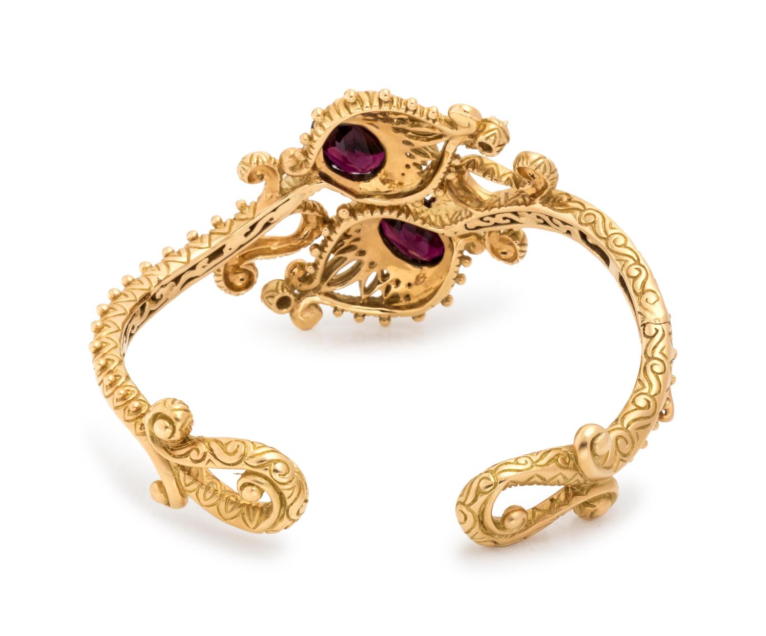 BARBARA BIXBY, GARNET AND DIAMOND CUFF BRACELET