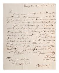 DAVIS, JEFFERSON (1808-1889). Autograph letter signed ("J.F. Davis") to General Winfield Scott. "Lexington," [Kentucky], 26 August 1828.
