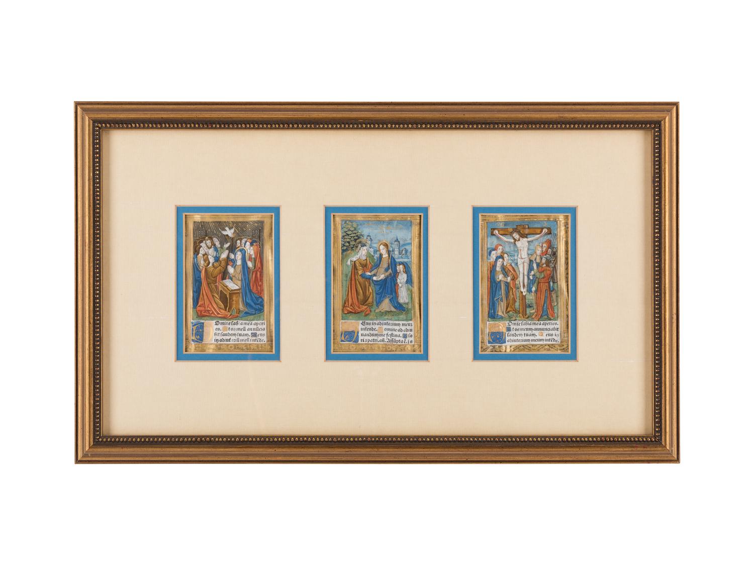 [BOOK OF HOURS]. HARDOUYN, Gilles and Germain (Paris, ca. 1500). A group of 5 printed leaves from a French Book of Hours, likely executed in the workshop of Gilles and Germain Hardouyn (Active ca. 1491-1541). Latin.
