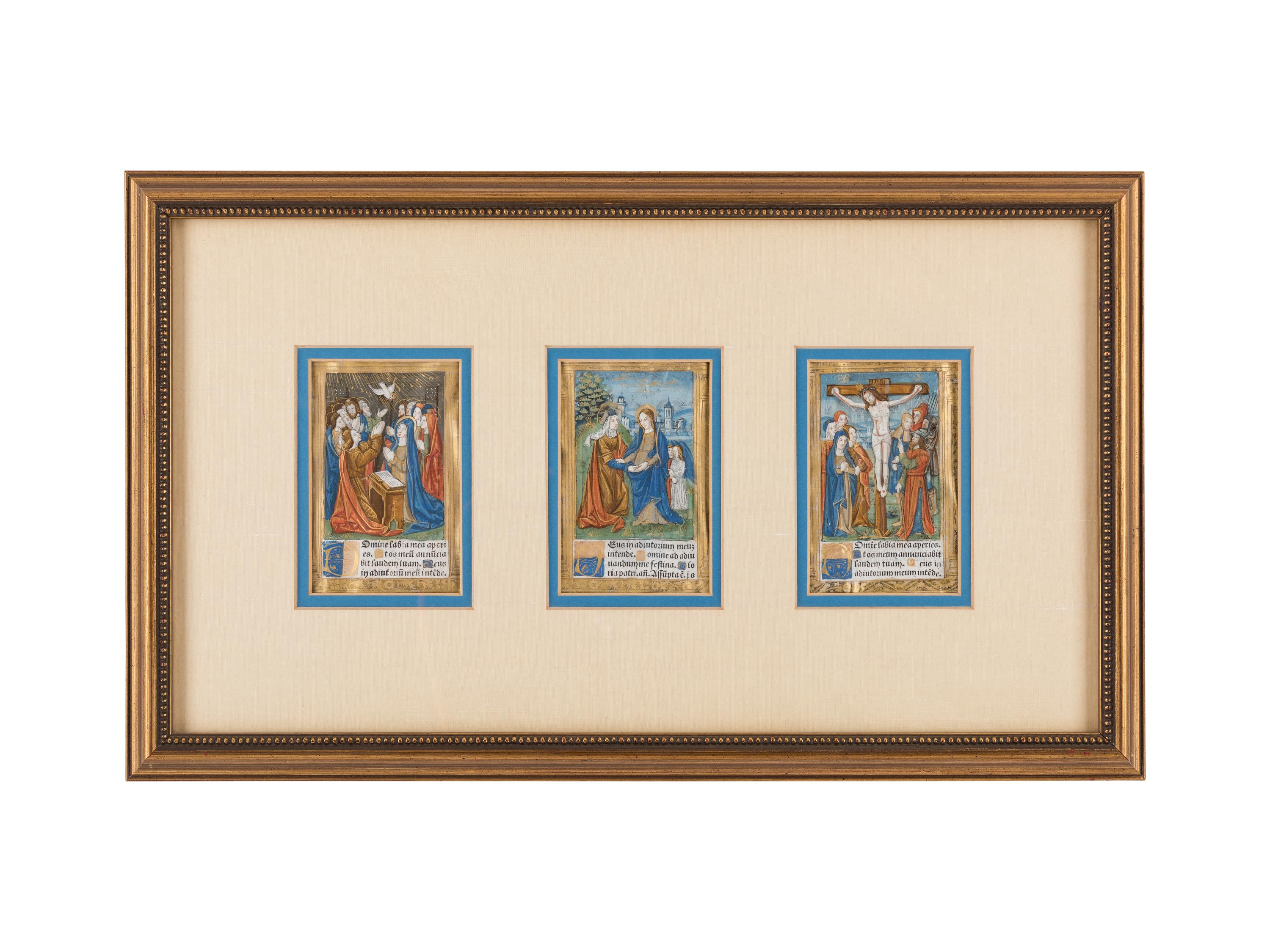 [BOOK OF HOURS]. HARDOUYN, Gilles and Germain (Paris, ca. 1500). A group of 5 printed leaves from a French Book of Hours, likely executed in the workshop of Gilles and Germain Hardouyn (Active ca. 1491-1541). Latin.
