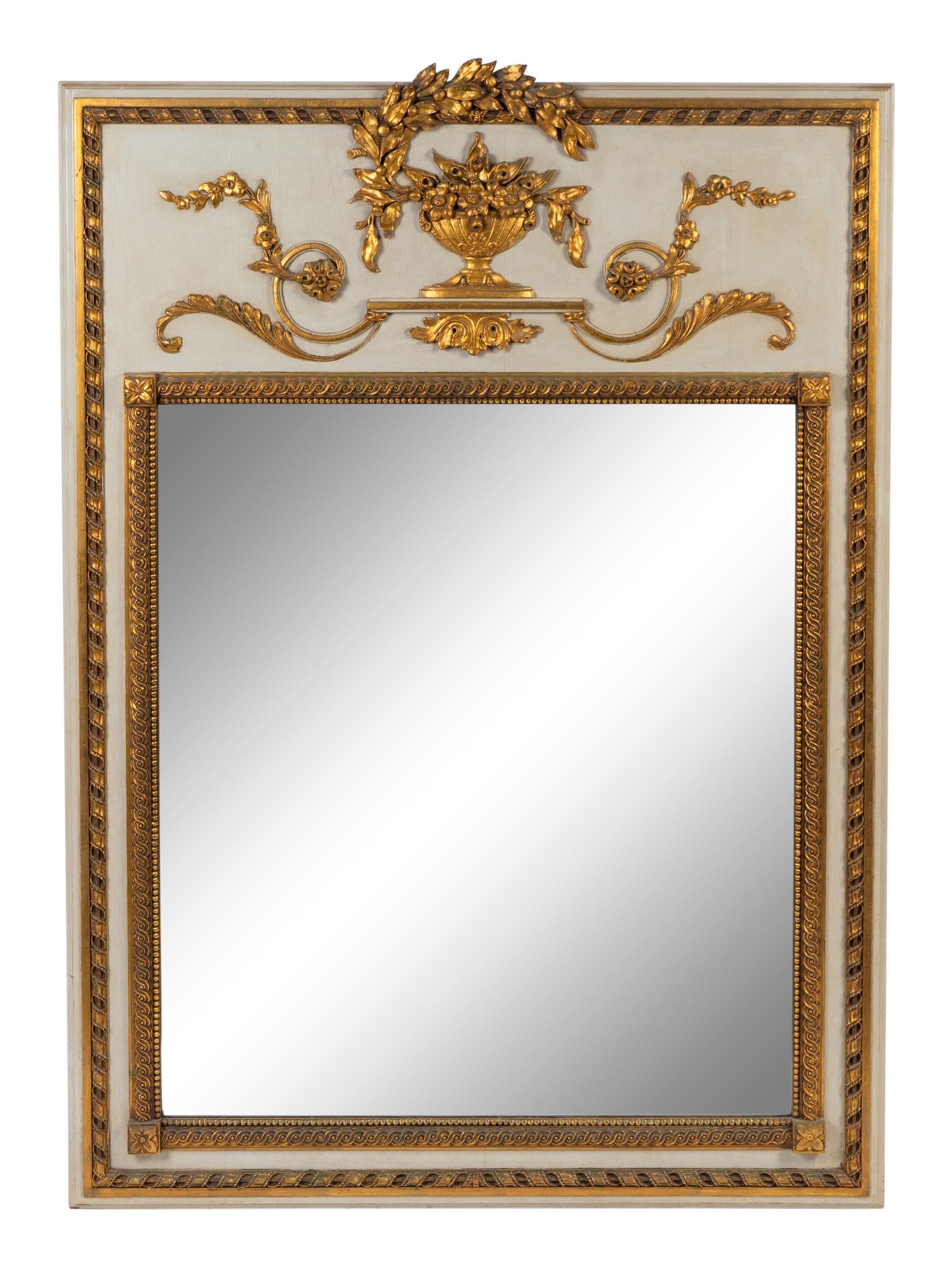 A Neoclassical Style Painted and Parcel Gilt Trumeau Mirror — 19TH CENTURY