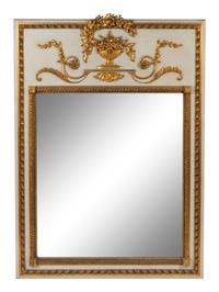 A Neoclassical Style Painted and Parcel Gilt Trumeau Mirror — 19TH CENTURY