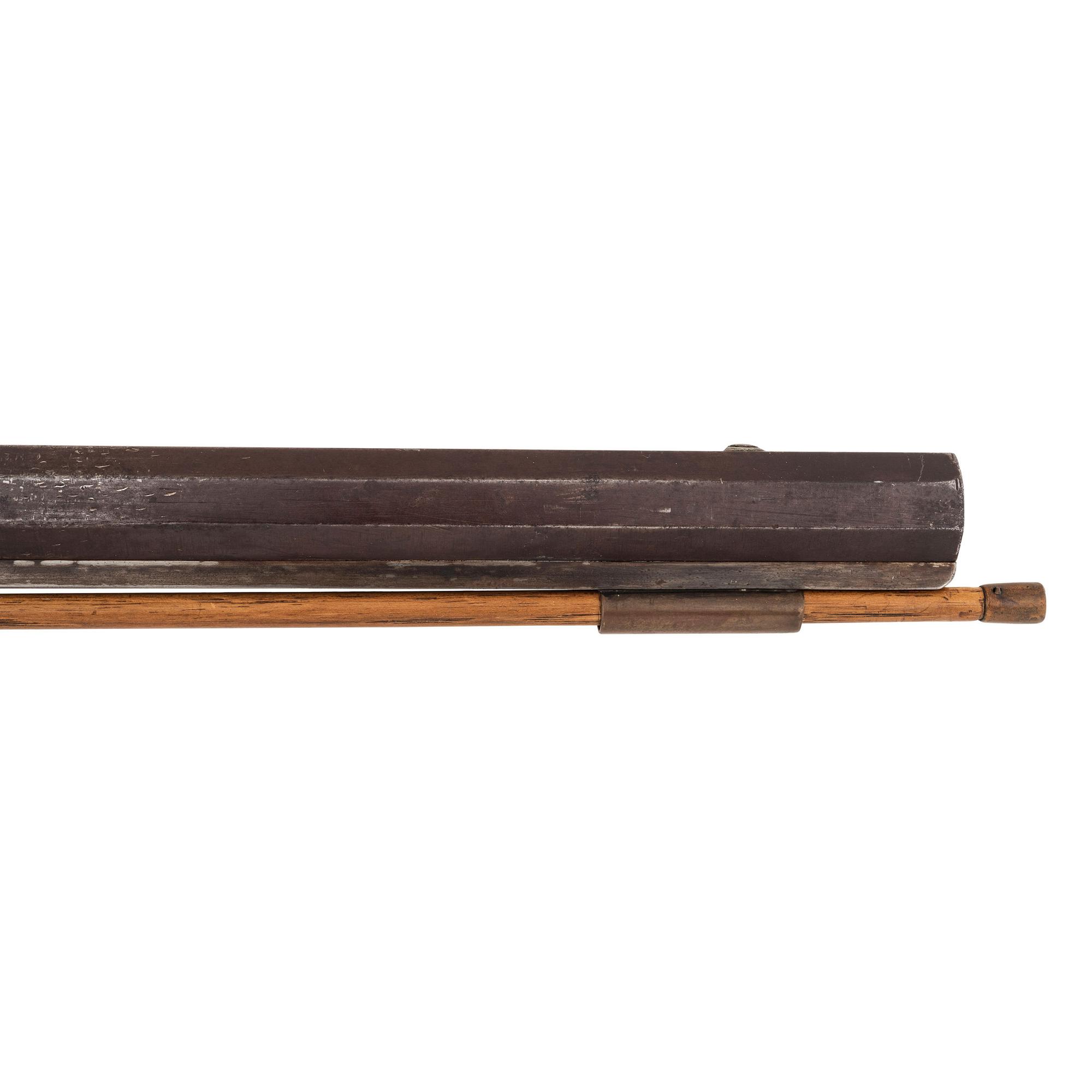 Percussion Plains Rifle with Brass Lock Marked Golcher & Butler Attributed to Tryon