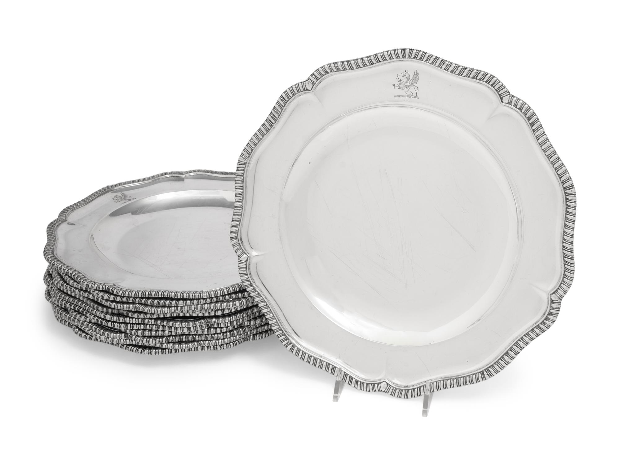 A Set of Twelve English Silver Plates