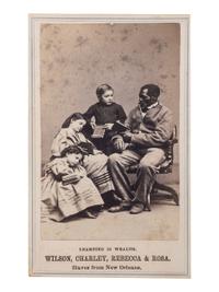 [SLAVERY & ABOLITION] -- [CHINN, Wilson]. PAXSON, Charles, photographer. Learning is Wealth. Wilson, Charley, Rebecca & Rosa . Slaves from New Orleans. New York: S. Tackaberry, 1864.