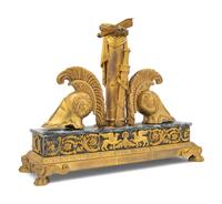 A Large Empire Style Gilt Bronze and Vert de Mer Marble Ink Stand