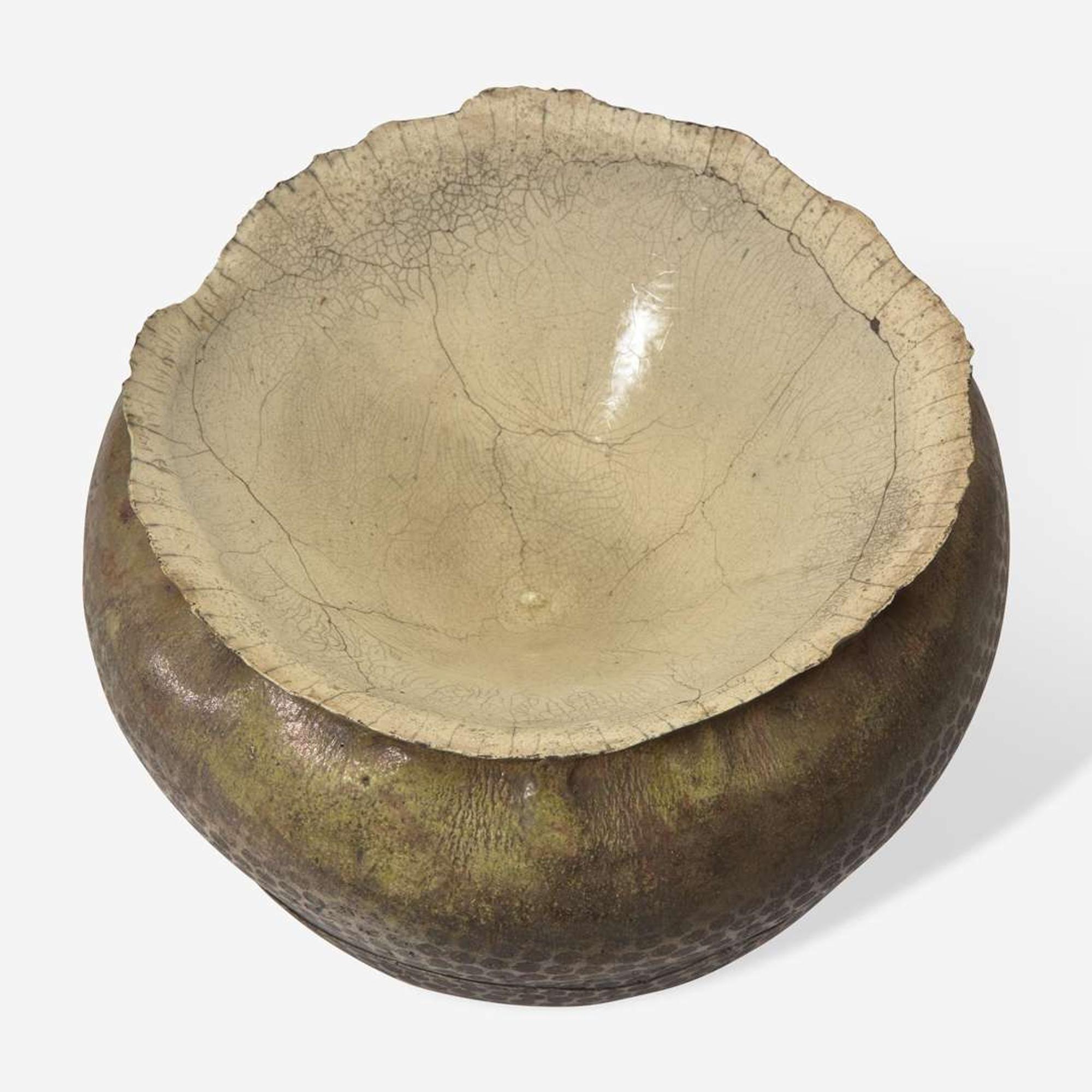 George Timock (American, b. 1945) Two-Piece Raku Vessel, USA, circa 1970