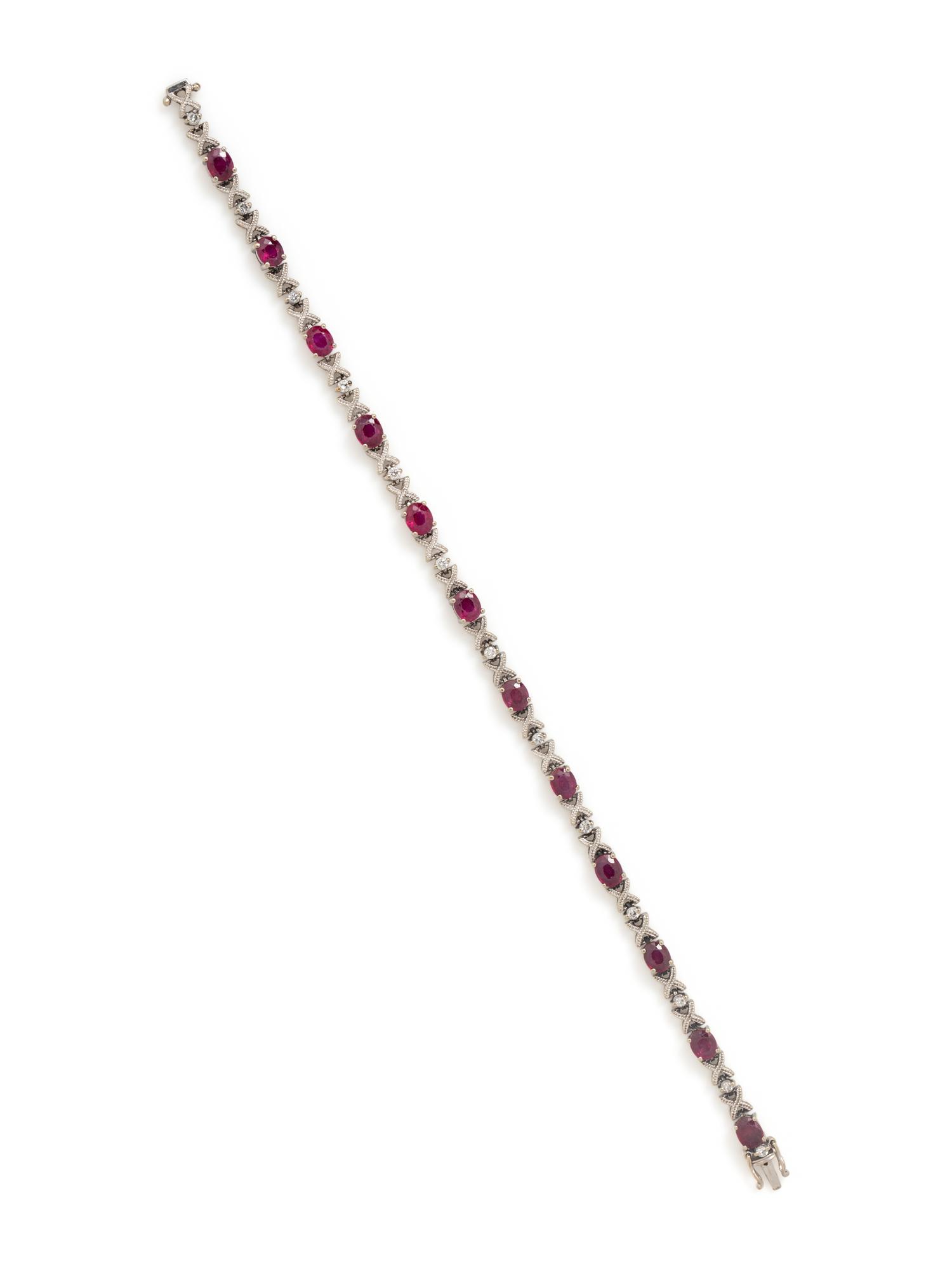 RUBY AND DIAMOND 'X' BRACELET
