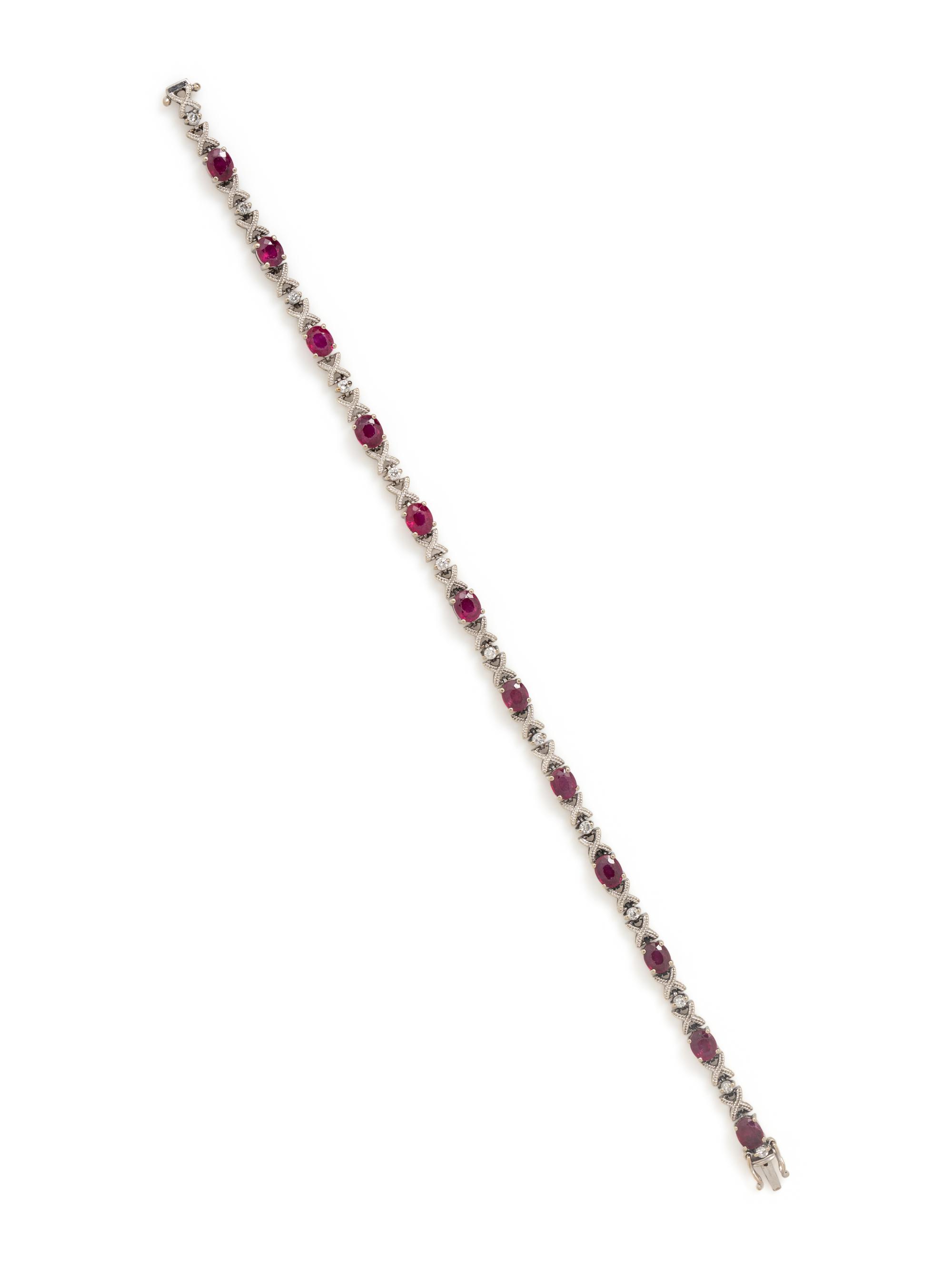 RUBY AND DIAMOND 'X' BRACELET