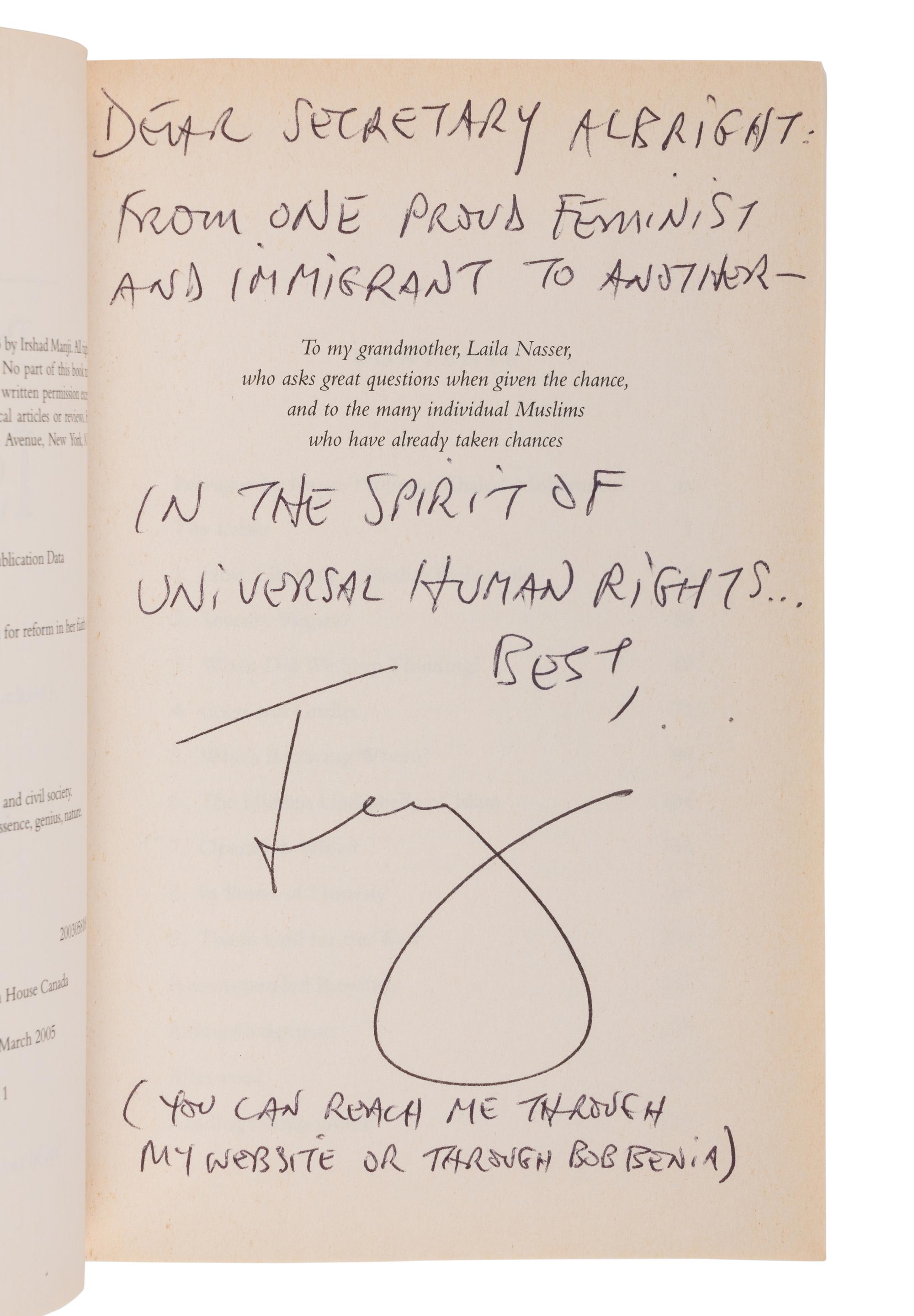 RELIGION A group of 3 FIRST EDITIONS INSCRIBED TO SECRETARY ALBRIGHT: