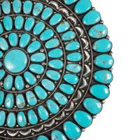 Large Navajo or Zuni Sterling Silver and Turquoise Cluster Pendant / Brooch