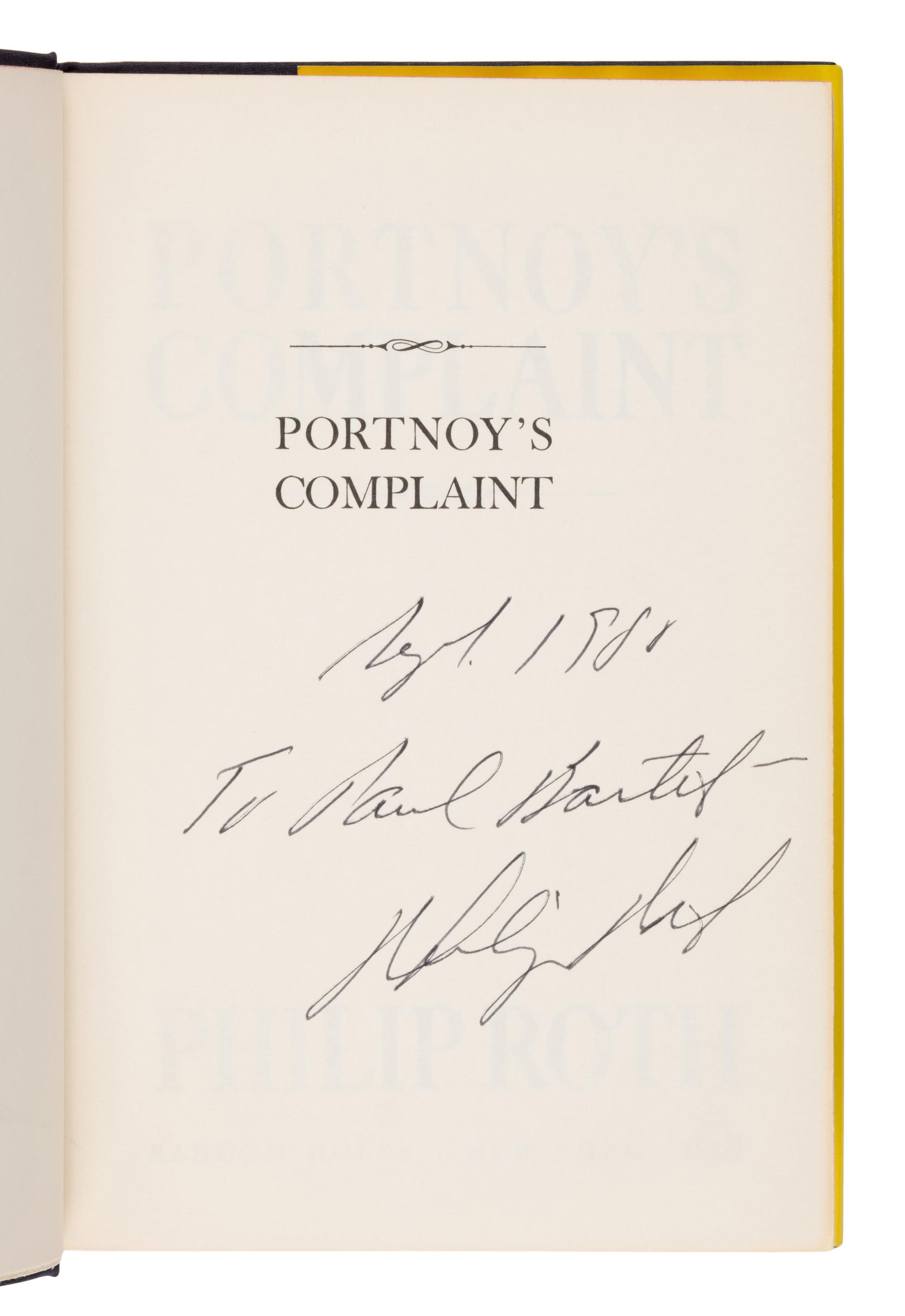 Roth, Philip (1933-2018). Portnoy's Complaint . New York: Random House, 1969.