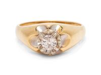 A Yellow Gold and Diamond Ring,