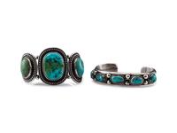 Navajo Silver and Turquoise Cuff Bracelets
