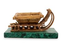 A Russian Malachite and Gilt Bronze Model of a Sleigh