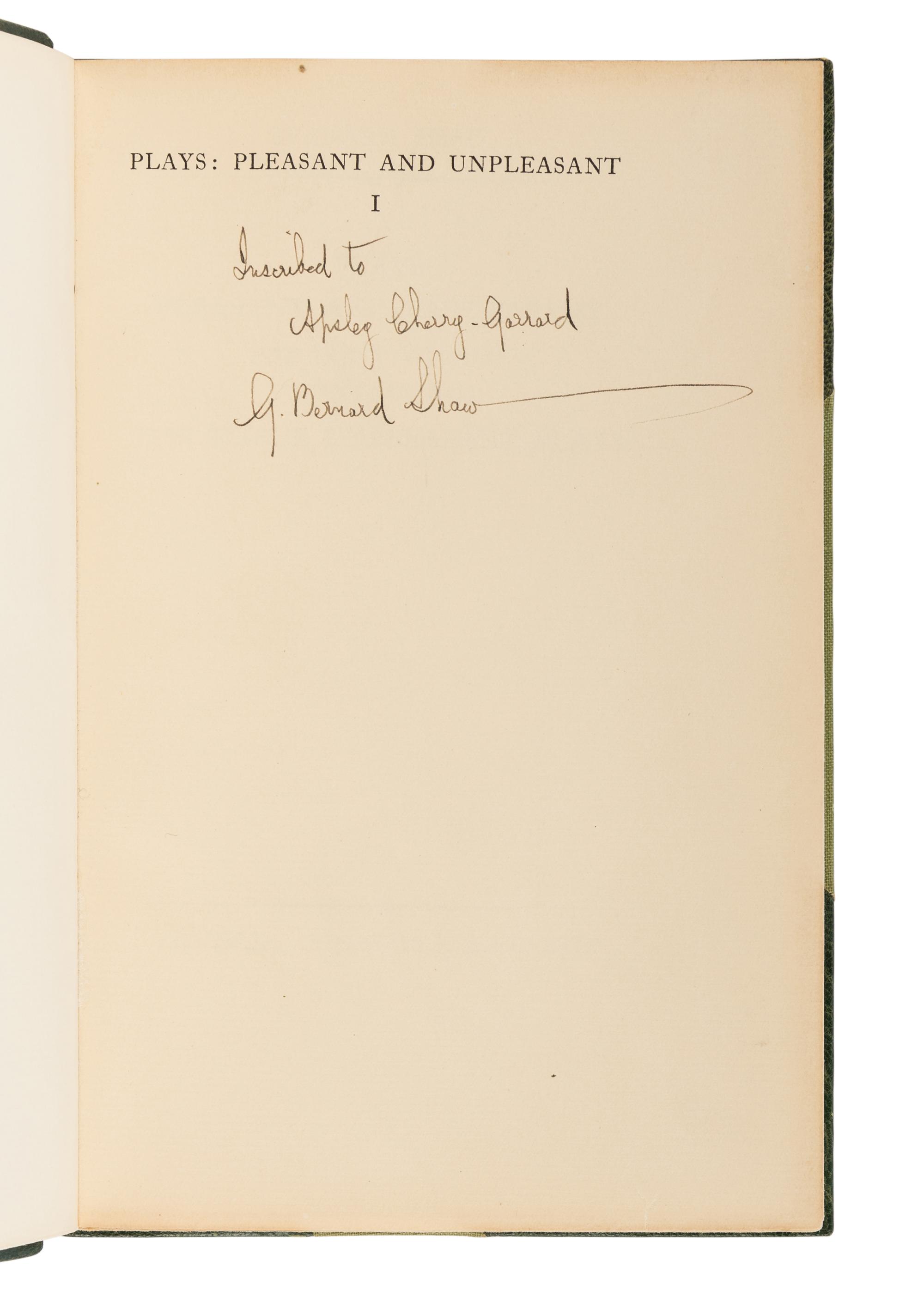 SHAW, George Bernard (1856-1950). Plays Pleasant and Unpleasant . London: Constable & Co Ltd, [1930].