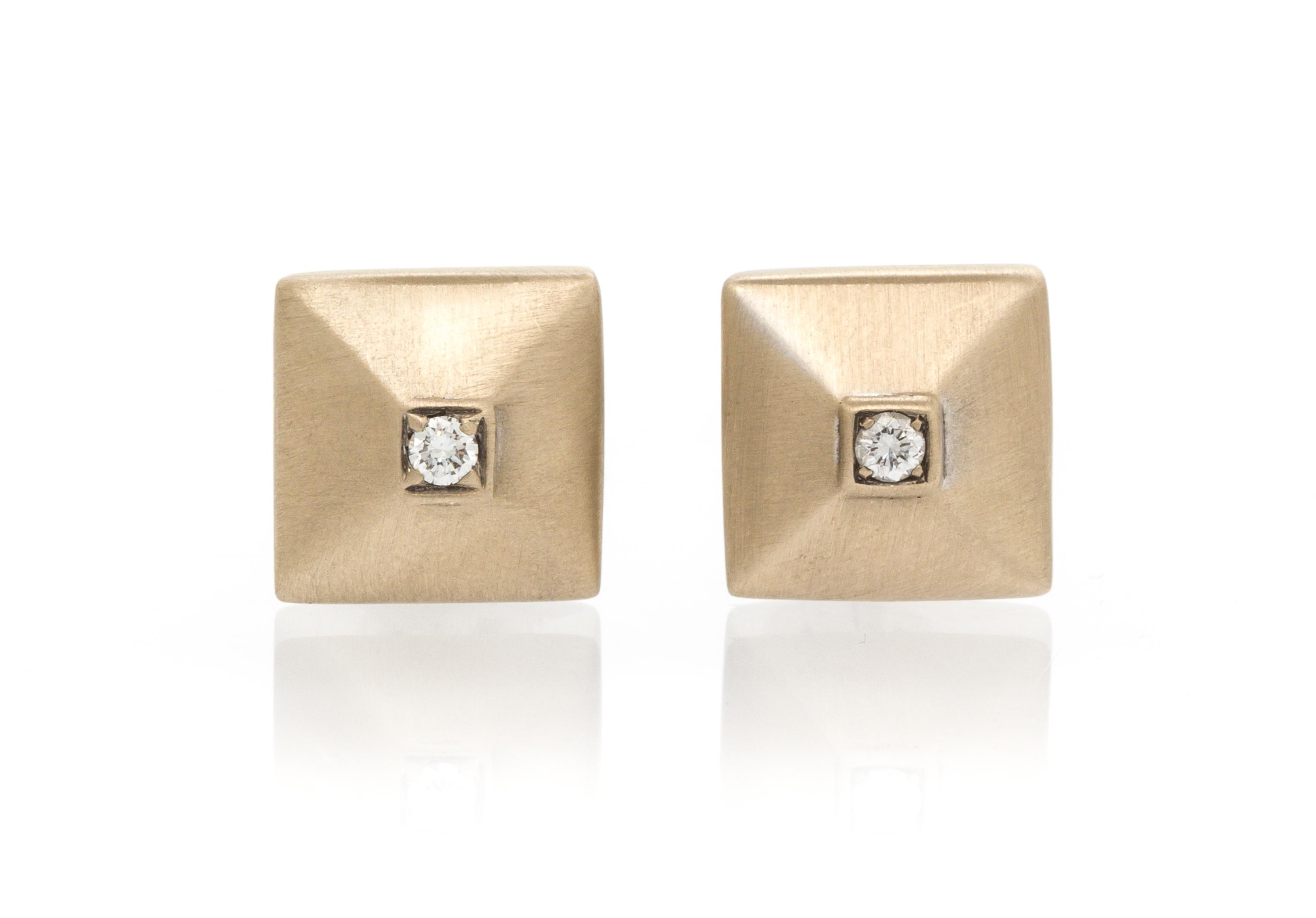 A Pair of 18 Karat White Gold and Diamond Cufflinks, Chimento, 7.10 dwts.