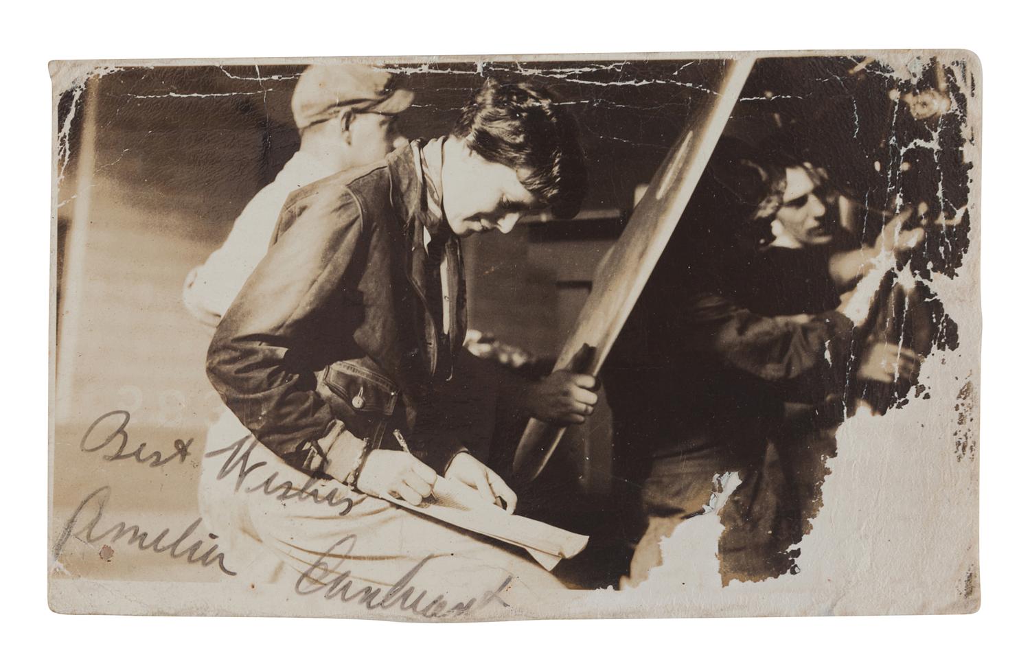 EARHART, Amelia (1897-1937). Photograph signed.