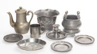 A Group of Pewter Table Articles Height of pitcher 7 1/2 inches. — 19TH AND 20TH CENTURY