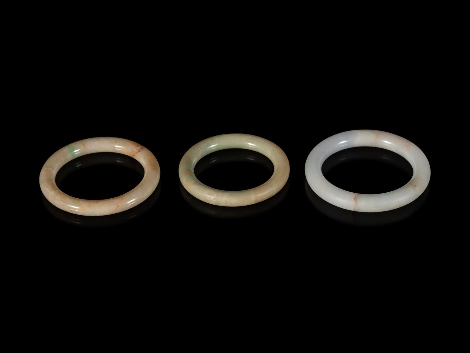 Ten Chinese Hardstone Bangles