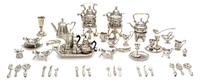 A Group of Silver and Silvered Bronze Table Articles Width of widest 1 3/4 inches. — Eugene Kupjack