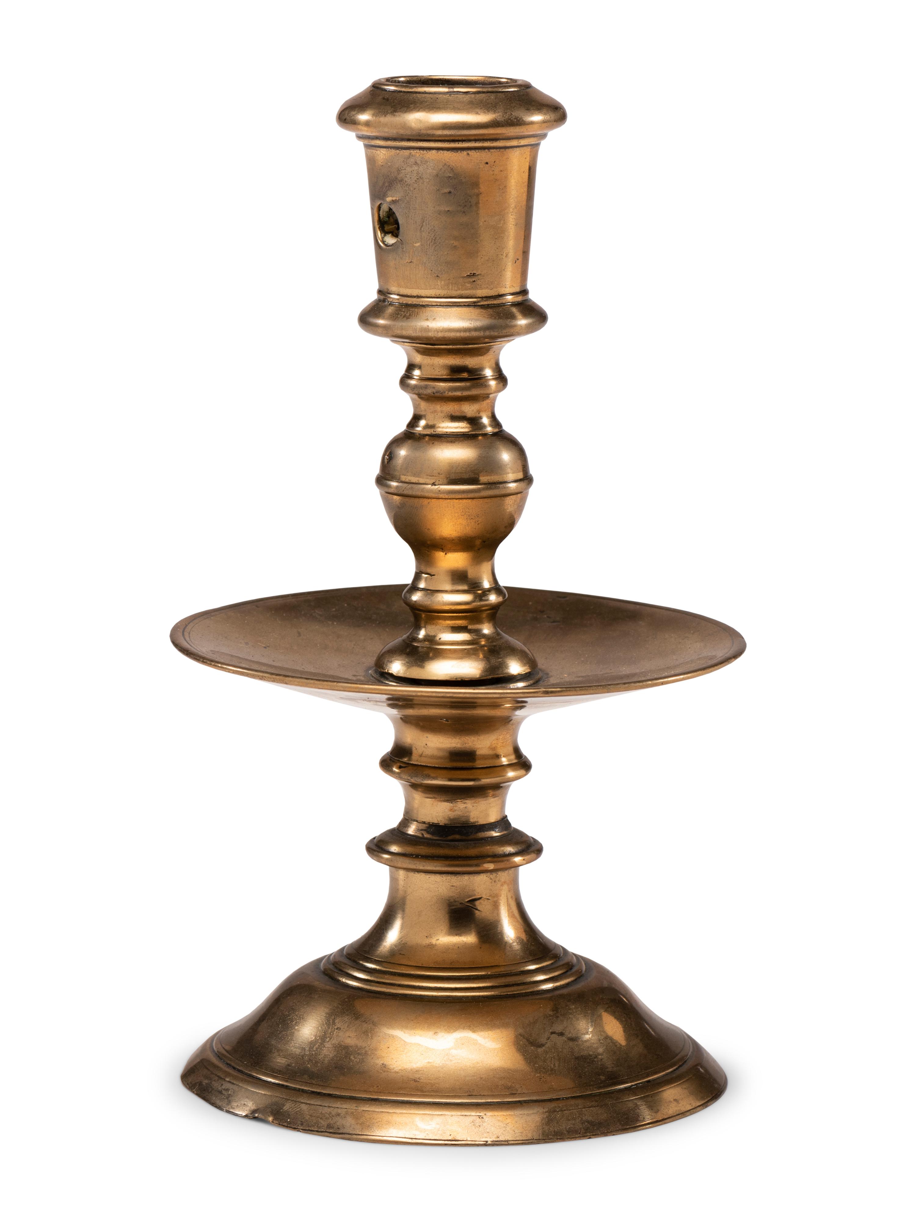 A Dutch or German Brass Heemskerk Candlestick