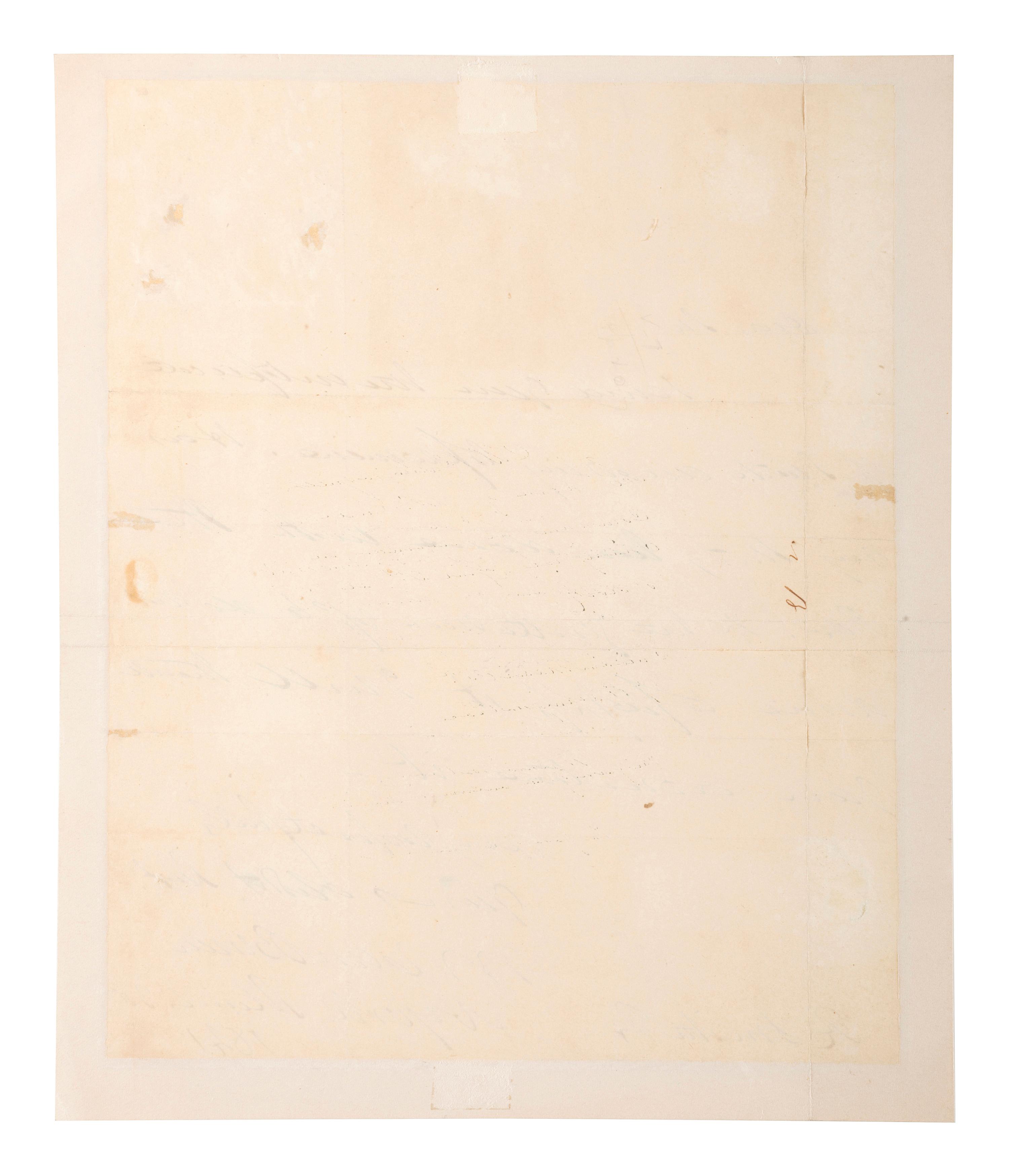 VAN BUREN, Martin (1782-1862). Autograph letter signed ("M. Van Buren") to A. Smith. New York, 30 March 1841. 1 page, 8vo, some offsetting, small separation at crease, mounted.