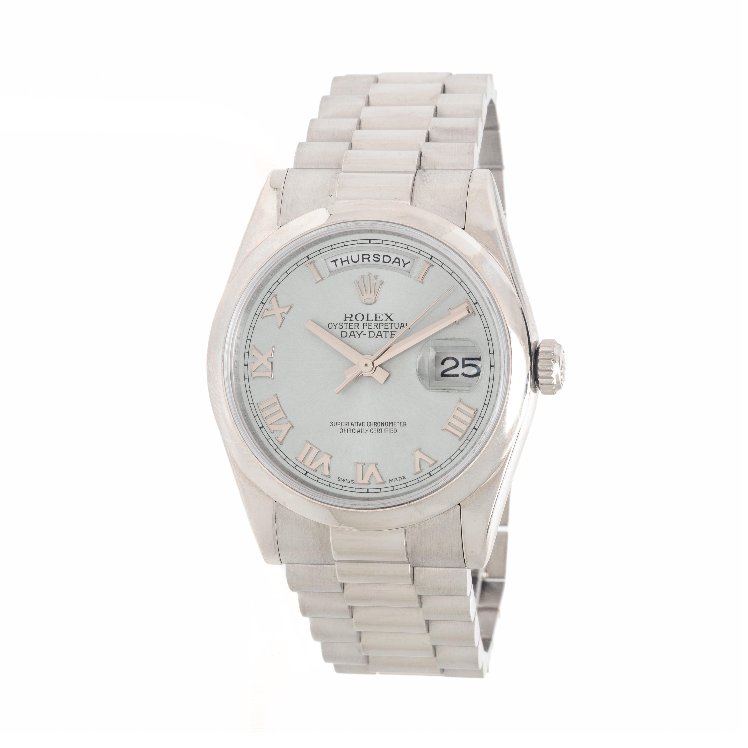 Rolex, Ref. 118206, Platinum 'Day-Date' Watch, with Box