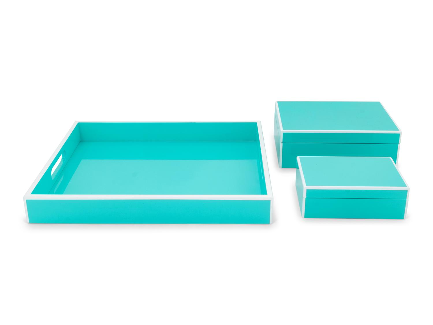 A Set of Two Modern Lacquer Boxes and a Tray