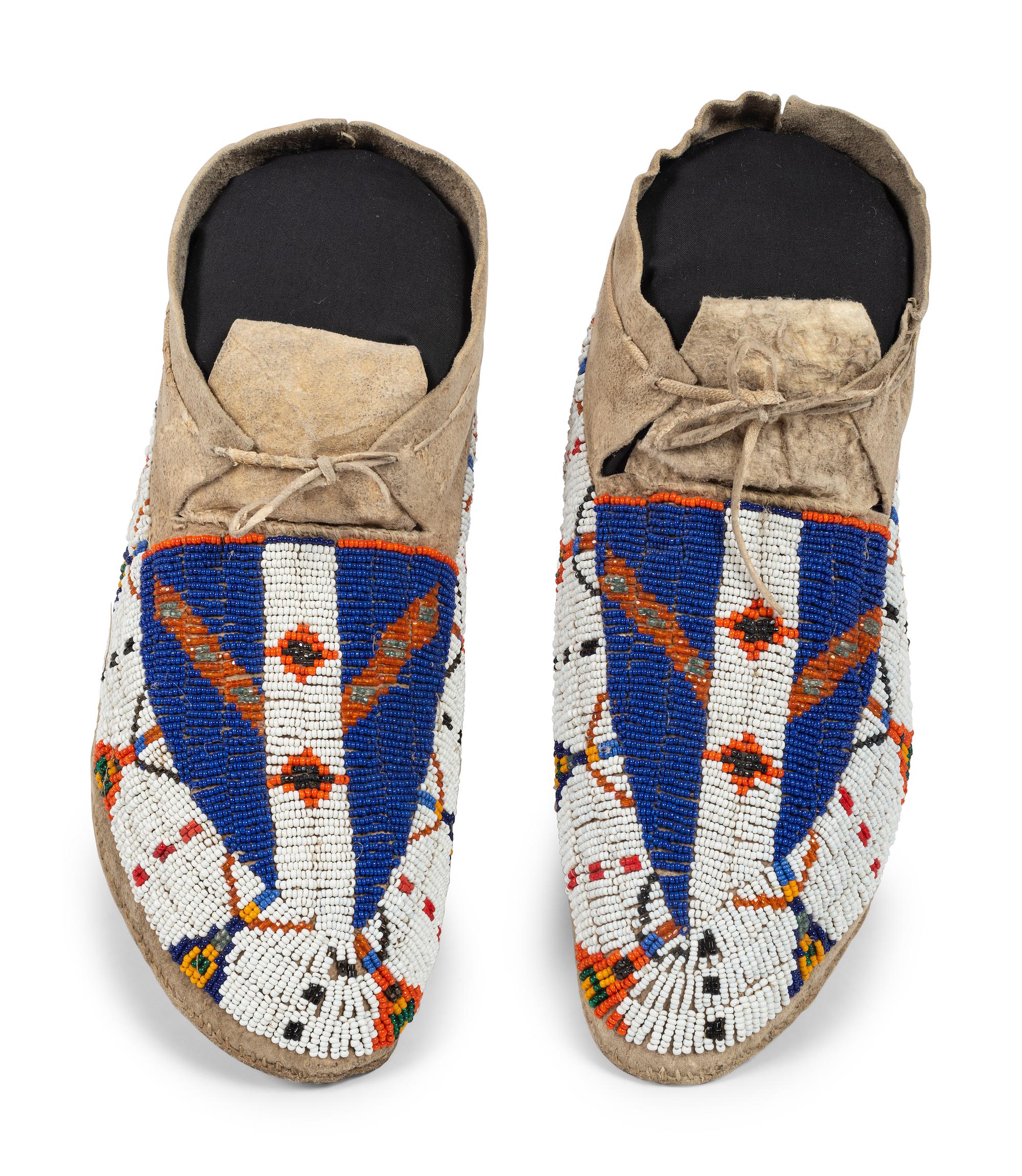 Northern Plains Beaded Hide Moccasins