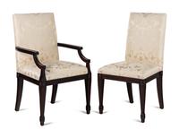 A Set of Sixteen Contemporary Damask-Upholstered Dining Chairs