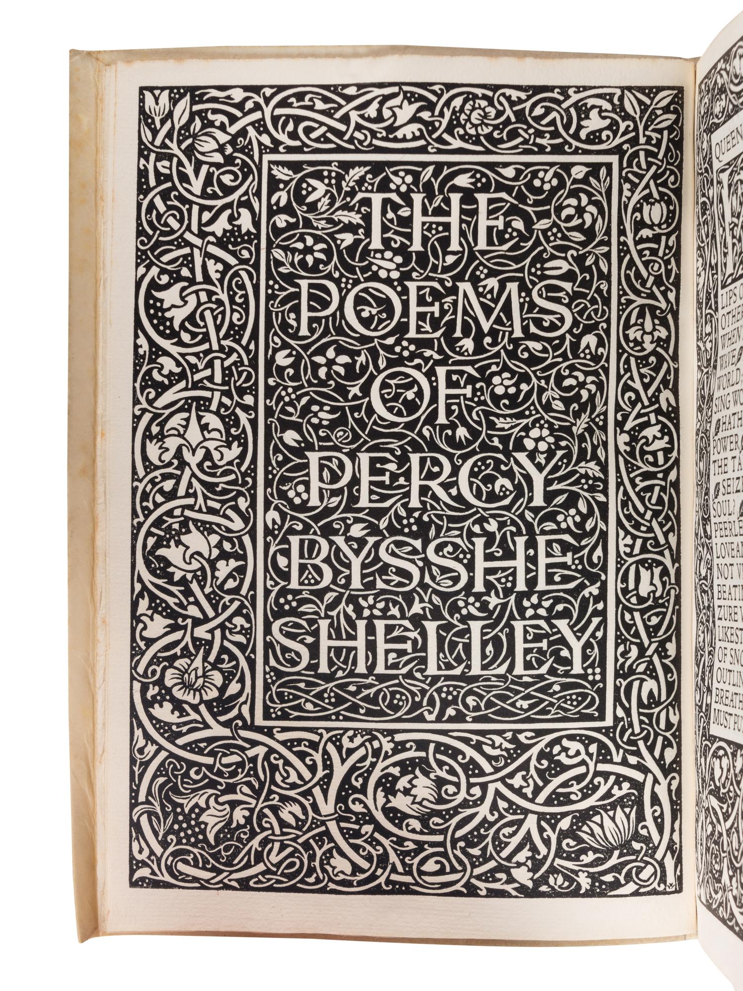 [FINE PRESS -- KELMSCOTT PRESS]. SHELLEY, Percy Bysshe (1792-1822). The Poetical Works. Hammersmith: Kelmscott Press, 1894-1895.
