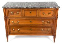 A Louis XVI Style Fruitwood Marble Top Commode Height 32 x width 44 x depth 18 1/2 inches. — 19TH CENTURY