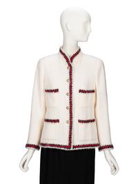 Chanel, Crochet-Trim Cream Tweed Jacket