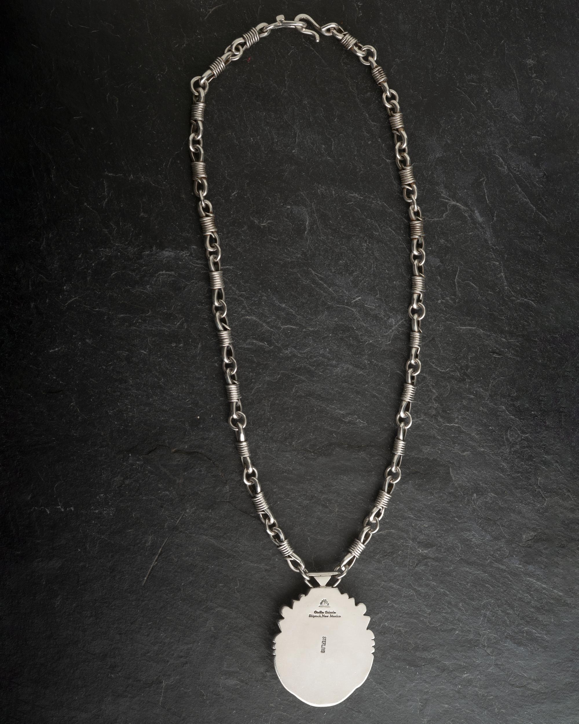 Heavy Sterling Silver and Gaspeite Necklace