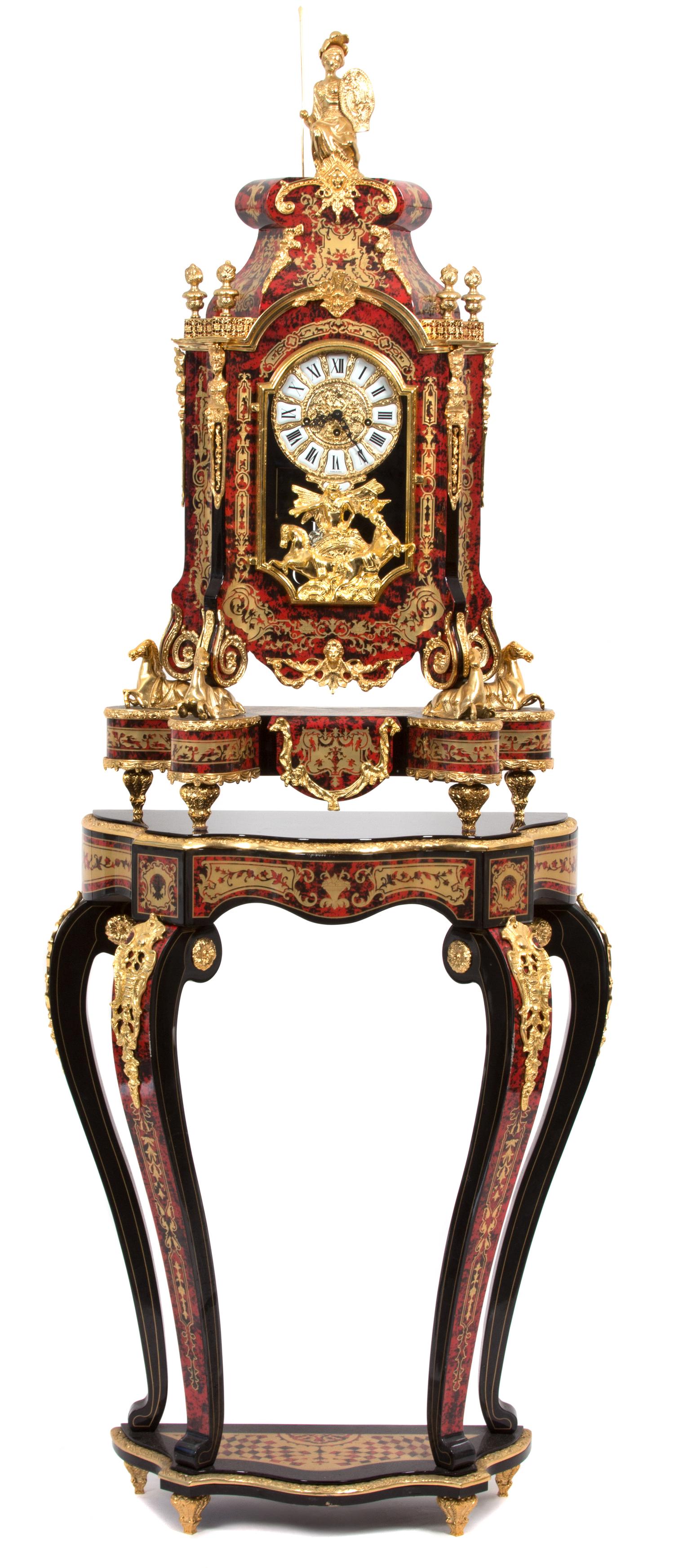 An Italian Napoleon III Style Boulle Pedestal Clock Height overall 80 inches. — LE ORE, 20TH CENTURY